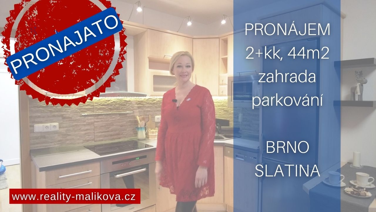 PRONAJATO Pronájem bytu, 2+kk, 44m2, zahrada, parkování, Brno - Slatina